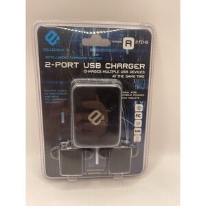 EZ Collection Intelligent Charging System 2-Port USB Charger Phones‎ Tablets